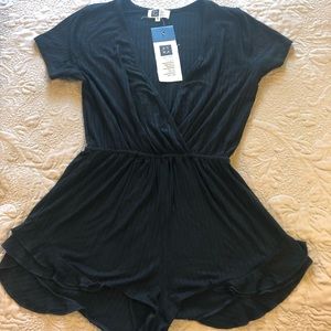 LIRA Clothing Co Deep V Striped Romper